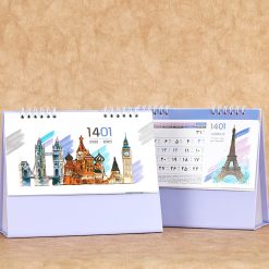 تقویم رومیزی پایه سلفونی 1401 کد 74 | طرح جهان | سالنامه پاسارگاد